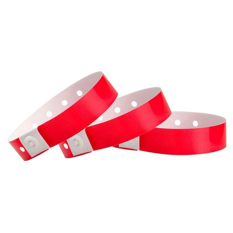 Wristco 500 WristCo Neon Red Plastic Wristbands for Events â€“ Extended Wear, Secure Snap Prevents Reuse â€“ Premium-Grade Bracelets - Image 1
